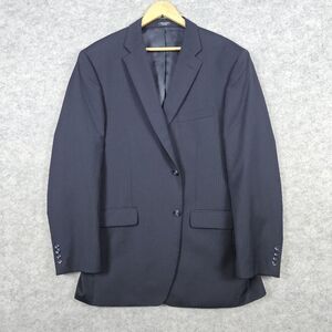 Jones New York Men's Blazer Navy Blue Size 44L Pinstriped 100% Wool 2-Button‎